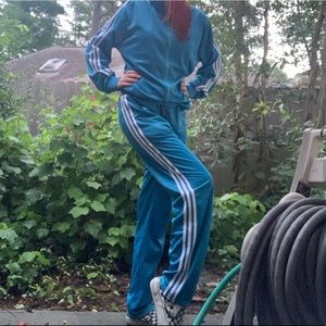 Tracksuit joggers white stripe blue drawstring